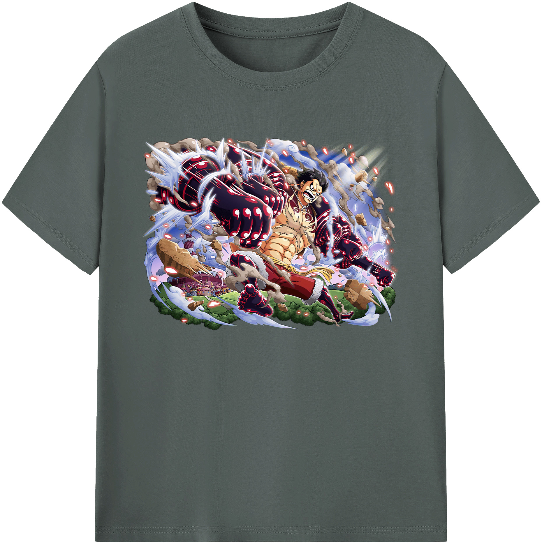 ワンピース モンキー・D・ルフィ ONE PIECE Monkey D. Luffy 綿100％ メンズ半袖Tシャツ｜肌触りやわらか＆通気性